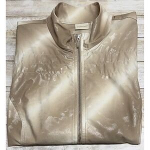 Zenergy by Chicos Womens Metallic‎ Full Zip Neema Vest Tan Silver Size 0(U.S 4)